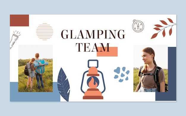 Hand drawn flat design glamping facebook cover