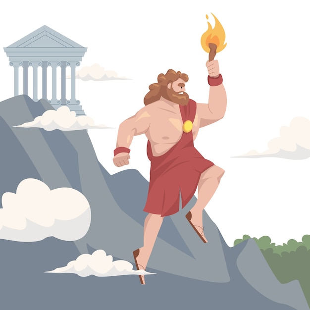 Free Vector hand drawn flat design greek mythology illustration