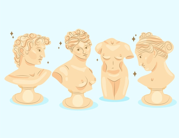 Free Vector hand drawn flat design  greek statue collection