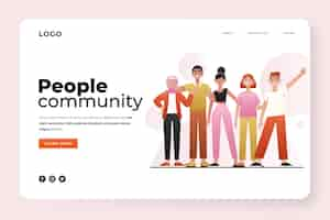 Free vector hand drawn flat design group of people landing page