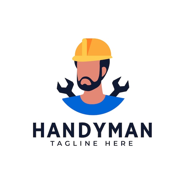 Hand drawn flat design handyman logo