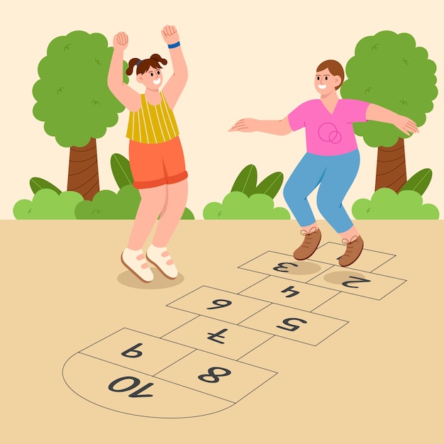 Free Vector hand drawn flat design hopscotch illustration