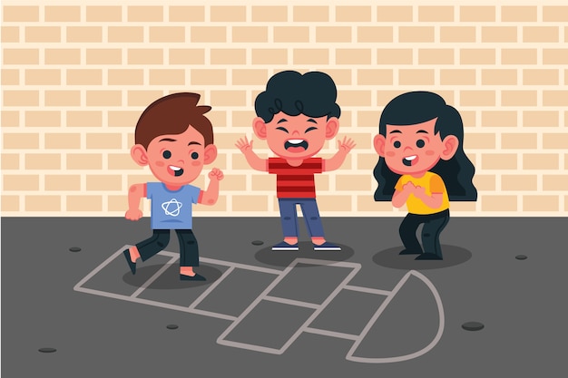 Free Vector hand drawn flat design hopscotch illustration