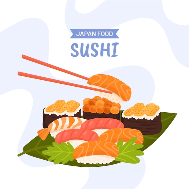 Free Vector hand drawn flat design japan food