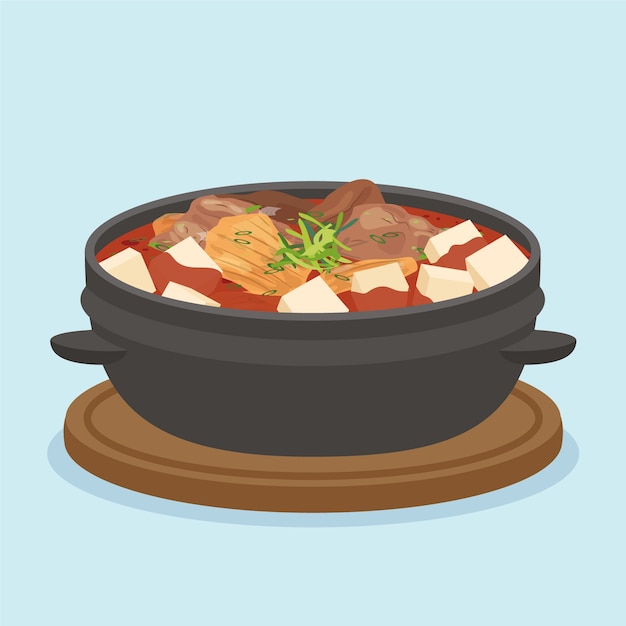 Free vector hand drawn flat design korean food illustration