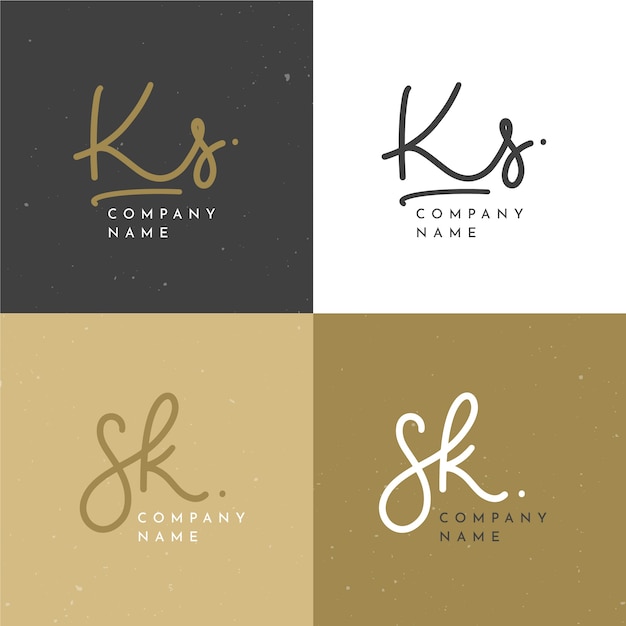 Hand drawn flat design ks and sk logo template