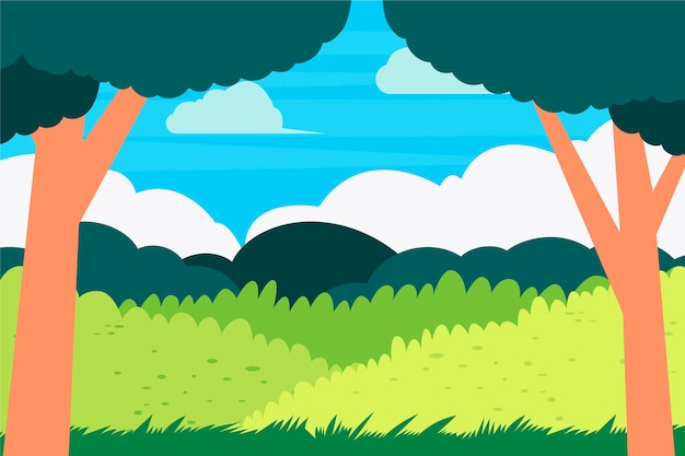 Hand drawn flat design landscape