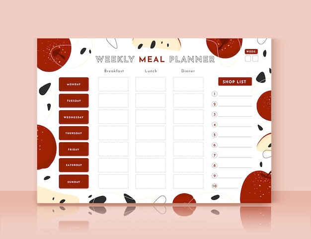 Free Vector hand drawn flat design meal planner template