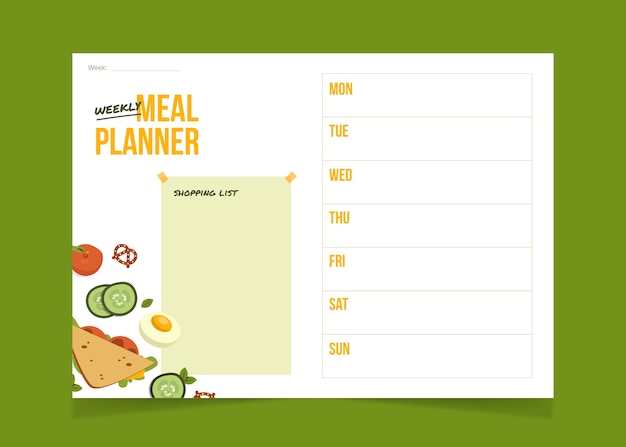 Free Vector hand drawn flat design meal planner