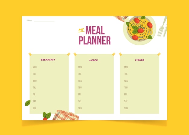 Free Vector hand drawn flat design meal planner