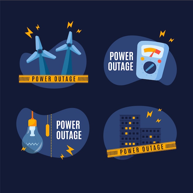 Free Vector hand drawn flat design power outage labels