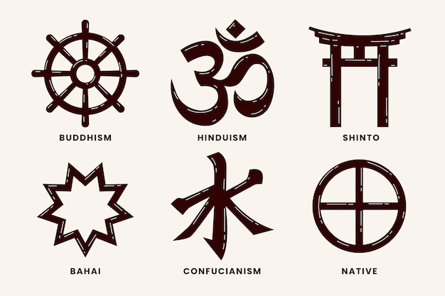 Free Vector hand drawn flat design religious symbol collection