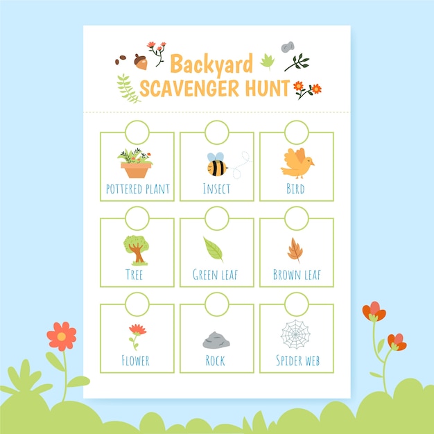 Free Vector hand drawn flat design scavenger hunt