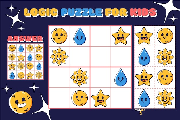 Free Vector hand drawn flat design sudoku for kids