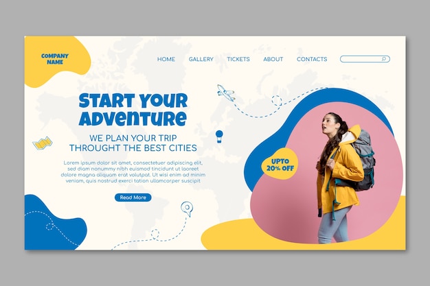 Hand drawn flat design travel agency landing page