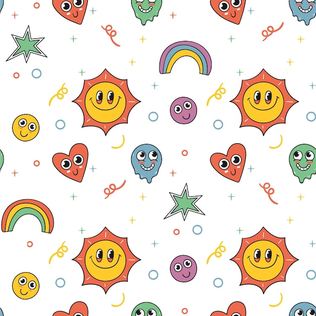 Free vector hand drawn flat design of  trendy cartoon pattern