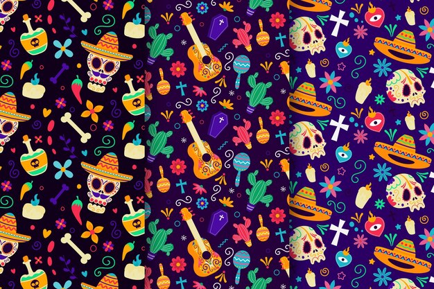 手描きのフラットdiademuertosパターンコレクション