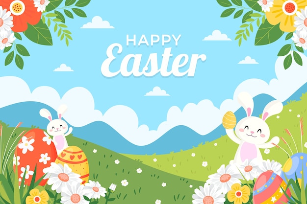 Free vector hand drawn flat easter background