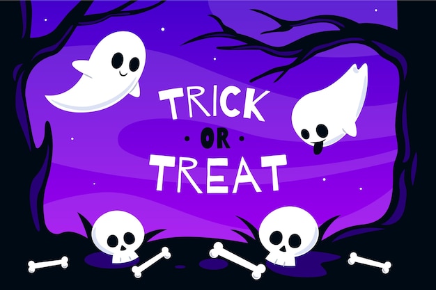 Free Vector hand drawn flat halloween background