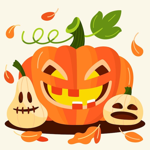 Free Vector hand drawn flat halloween pumpkin illustration