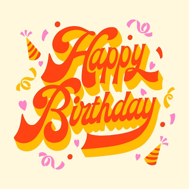 Free Vector hand drawn flat happy birthday lettering