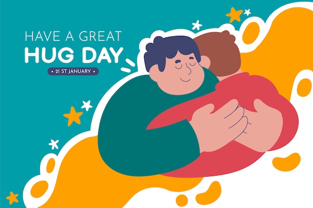 Free Vector hand drawn flat hug day background