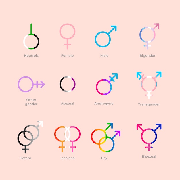 Free vector hand drawn flat lgbt symbols