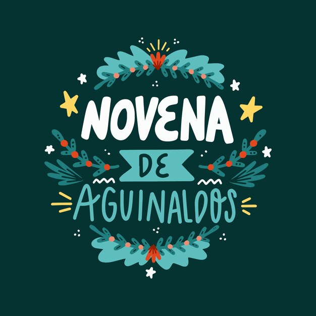 Hand drawn flat novena de aguinaldos lettering