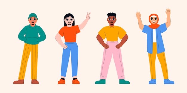 Free vector hand drawn flat people set