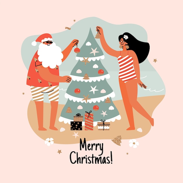 Free Vector hand drawn flat summer christmas illustration