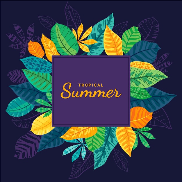 Free Vector hand drawn flat summer tropical background