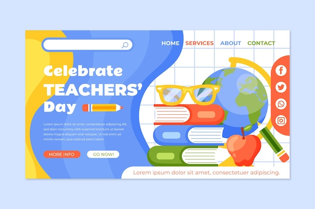 Free vector hand drawn flat teachers' day landing page template