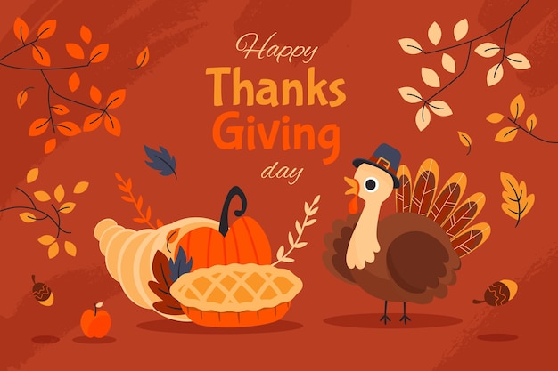 Hand drawn flat thanksgiving background