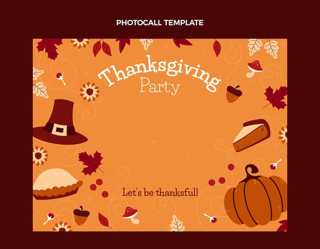 Hand drawn flat thanksgiving photocall template