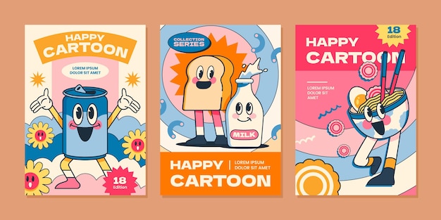 Free Vector hand drawn flat trendy cartoon covers