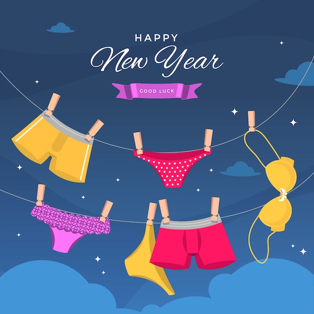 Free Vector hand drawn flat wear colourful underwear tradition illustration