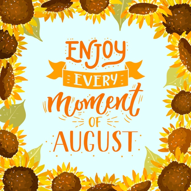 Free Vector hand drawn floral august lettering