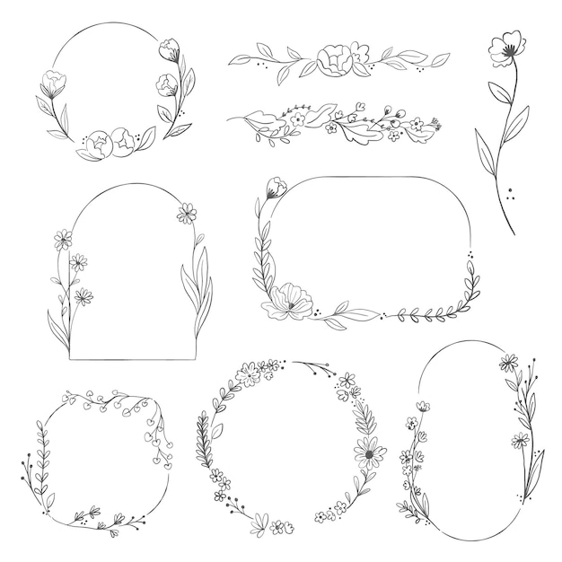 Free Vector hand drawn floral frame collection