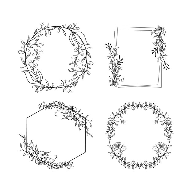 Hand drawn floral frame collection