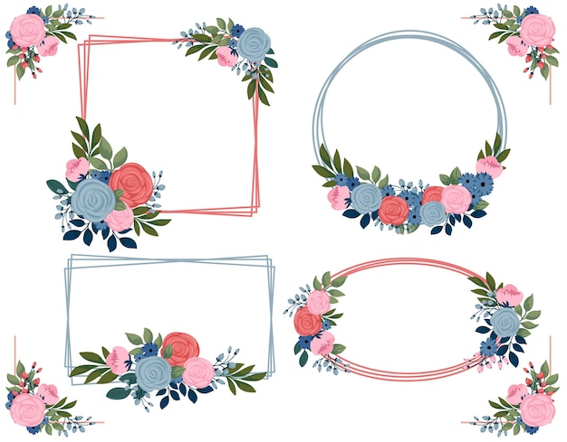 Free Vector hand drawn floral frame collection