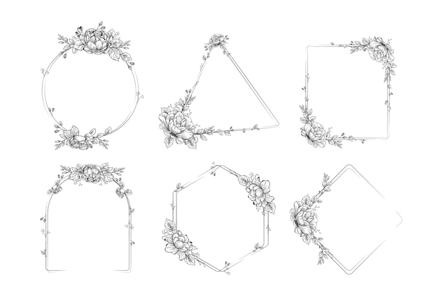 Free Vector hand drawn floral frame collection