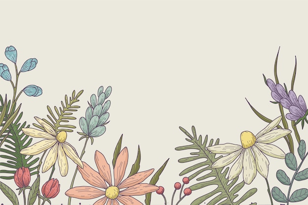 Hand drawn floral wallpaper