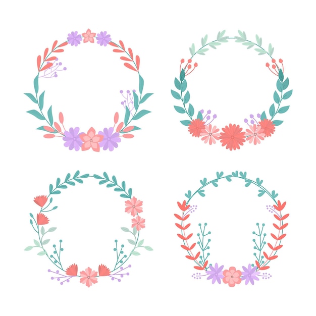 Free Vector hand drawn floral wreath collection