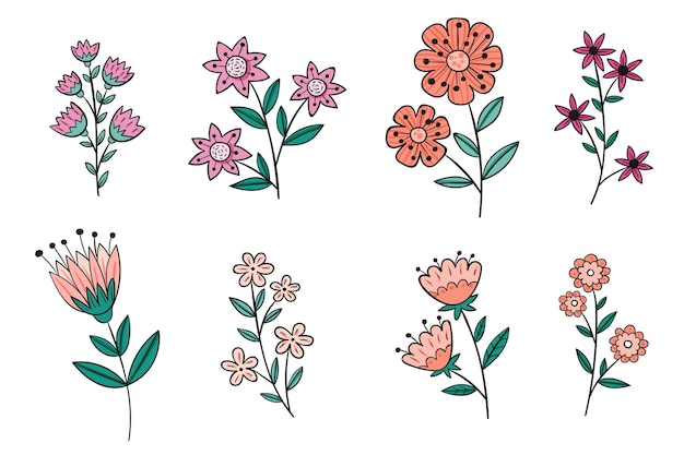 Free Vector hand drawn flower collection