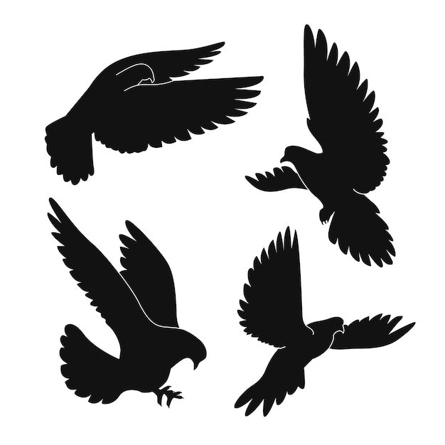 Free vector hand drawn flying dove silhouette