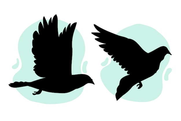 Hand drawn flying dove silhouette