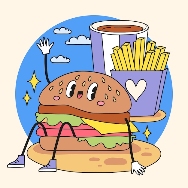 Free Vector hand drawn food cartoon illustration