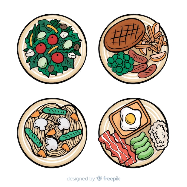 Free Vector hand drawn food dishes collection