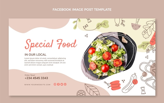 Hand drawn food facebook post template