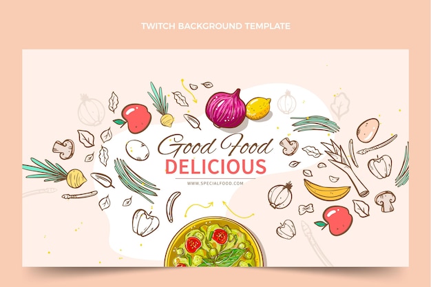 Free Vector hand drawn food twitch background